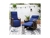 Patio Rattan 360° Swivel Recliner Chair with Adjustable Backrest and Footrest