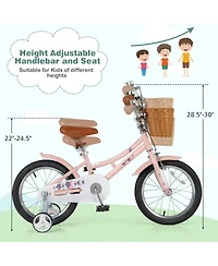 Kids Retro Bike with Adjustable Height Basket Fun Stylish Bicycle for Ages 4-7 Years Old