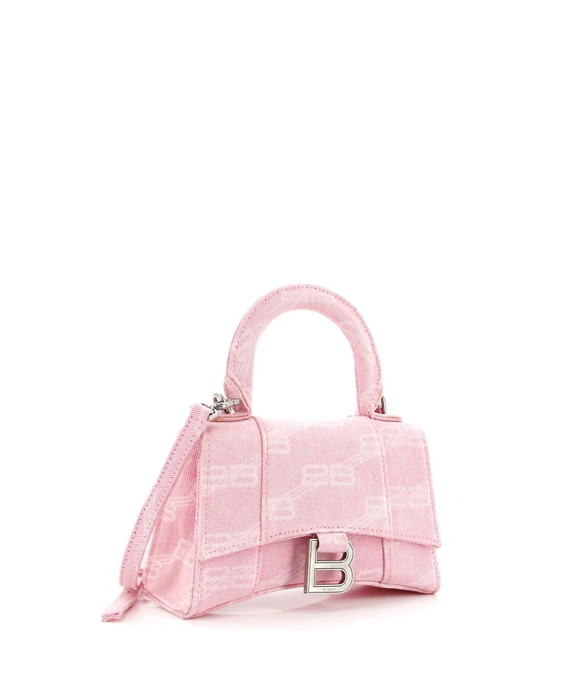 Pre-Owned Balenciaga Xs Hourglass Top Handle Bag Bb Monogram Denim