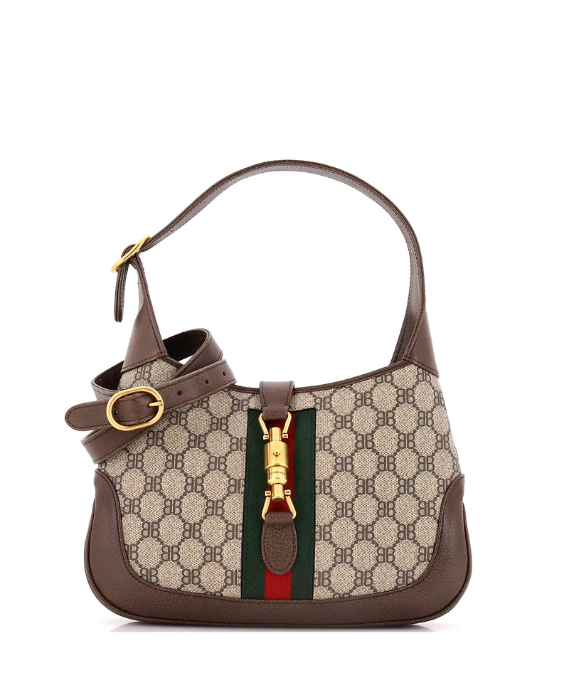 Pre-Owned Balenciaga Small x Gucci The Hacker Project Jackie 1961 Hobo Bb Coated Canvas