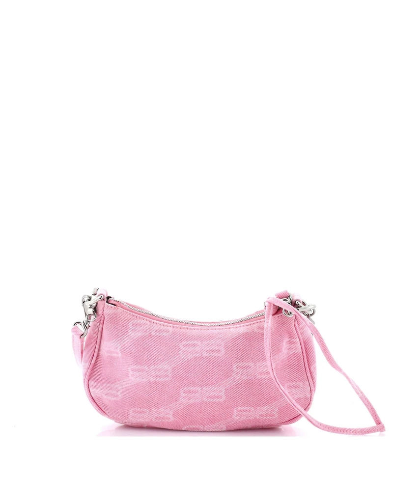 Pre-Owned Balenciaga Mini Le Cagole Giant Studs Shoulder Bag Bb Monogram Denim