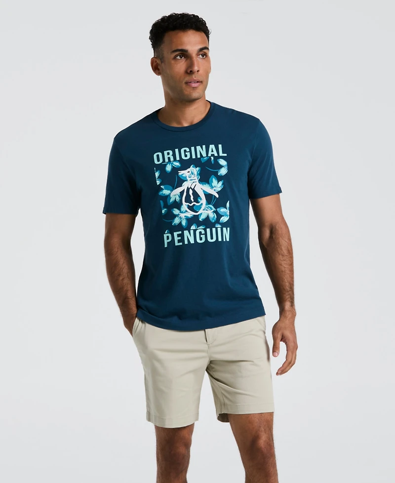 Original Penguin Men's Slim-Fit Floral Box Pete Graphic T-Shirt