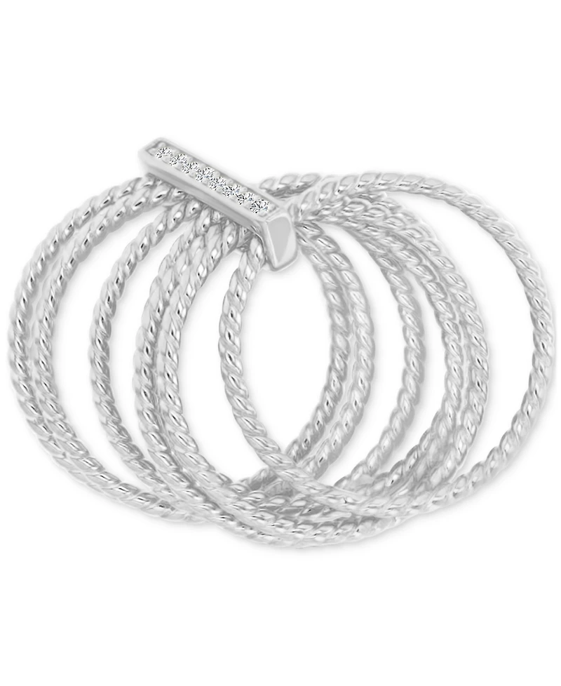 Cubic Zirconia Multilayer Textured Statement Ring in 14k Gold-Plated Sterling Silver