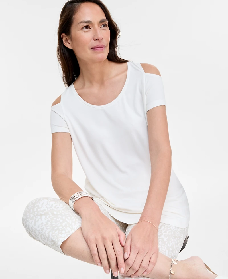Jm Collection Women's Short-Sleeve Cold-Shoulder Top, Created for Macy's