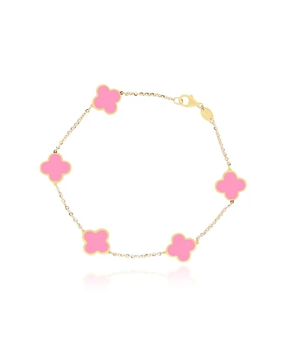 The Lovery Small Bubblegum Pink Clover Bracelet 14K Gold