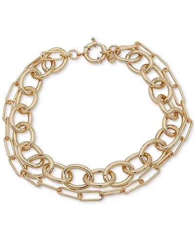 Emily in Paris Gold-Tone Mixed Chain Double-Row 16" Collar Necklace