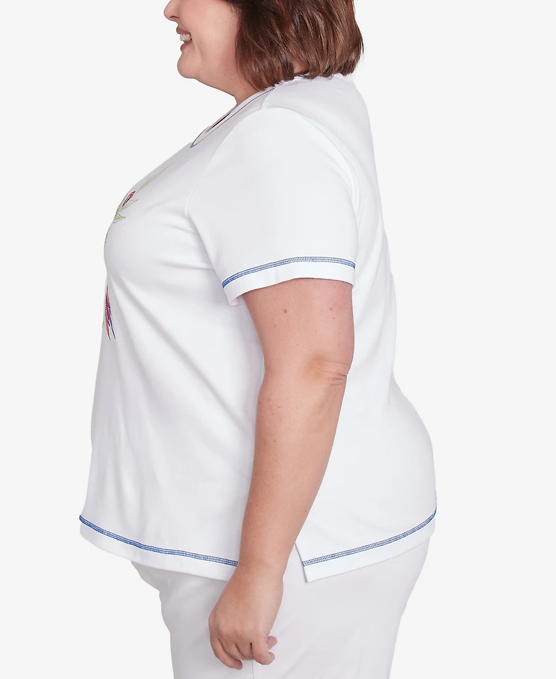 Alfred Dunner Plus Parrot Cay Centered Short Sleeve T-Shirt
