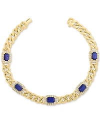 Effy Collection Diamond (5/8 ct. t.w.) & Sapphire (3-1/3 ct. t.w.) Bracelet in 14k Gold Over Silver