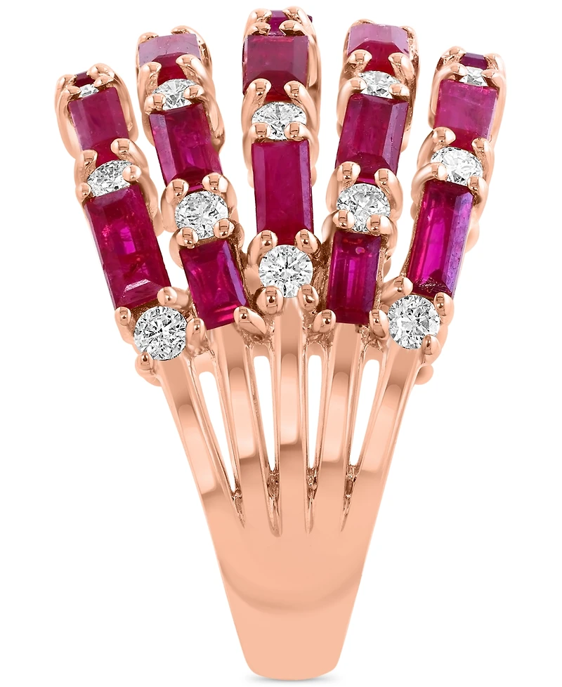 Effy Collection Diamond (5/8 ct. t.w.) & Blue Sapphire (3 ct. t.w.) Ring in 14k White Gold (Available in Pink Sapphire, Emerald, and Ruby)