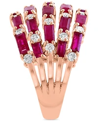 Effy Collection Diamond (5/8 ct. t.w.) & Blue Sapphire (3 ct. t.w.) Ring in 14k White Gold (Available in Pink Sapphire, Emerald, and Ruby)