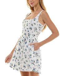 Trixxi Juniors' Square-Neck Corset Fit & Flare Dress