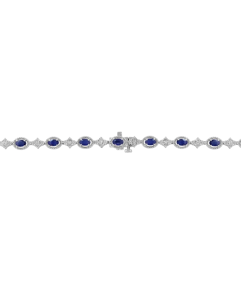 Effy Collection Diamond (1 ct. t.w.) & Sapphire (8-3/4 ct. t.w.) Strand 18" Necklace in Sterling Silver