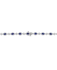 Effy Collection Diamond (1 ct. t.w.) & Sapphire (8-3/4 ct. t.w.) Strand 18" Necklace in Sterling Silver