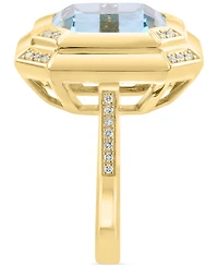 Effy Sky Blue Topaz (12-1/2 ct. tw.) & Diamond (1/8 ct. t.w.) Ring in 14k Gold-Plated Sterling Silver