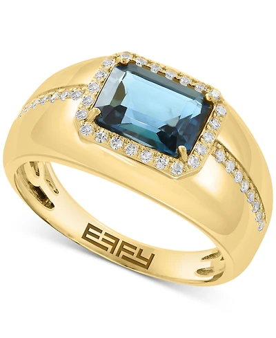 Effy London Blue Topaz (2-1/3 ct. tw.) & Diamond (1/6 ct. t.w.) Ring in 14k Gold over Silver