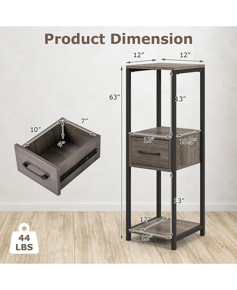 3-Tier Tall Plant Stand with Drawer Stylish Storage and Display for Balcony or Office