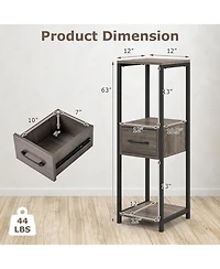 3-Tier Tall Plant Stand with Drawer Stylish Storage and Display for Balcony or Office