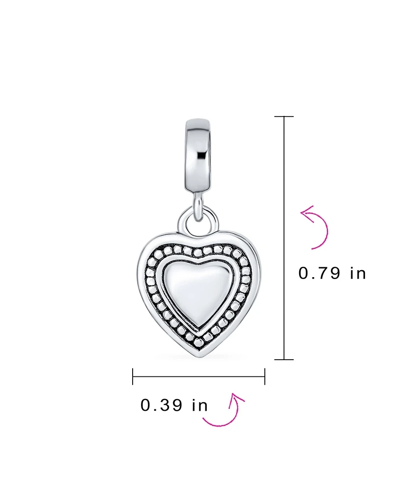 Bling Jewelry Initial Alphabet Bead Charm Heart Sterling Silver for European Bracelet