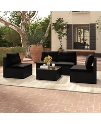 5-Piece Outdoor Patio Furniture Set with Cushions and Coffee Table Comfortable Seating for Garden or