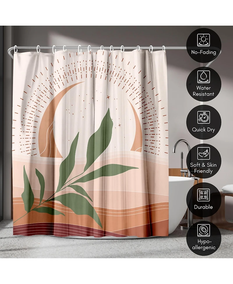 71x74 Boho Desert Shower Curtain - 100% Polyester - Water-Resistant Bath Curtain