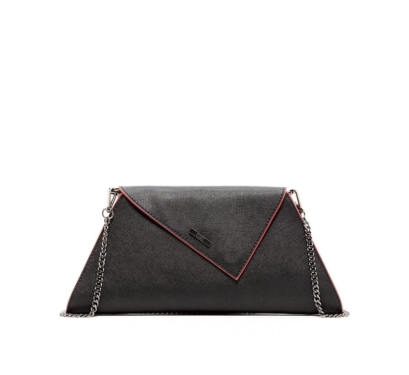 Susu Black Leather Clutch Bag Unique Evening Purse Women's Handbag