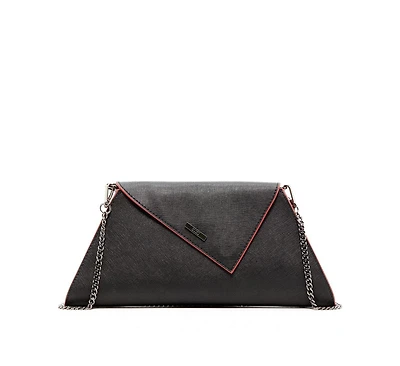 Susu Black Leather Clutch Bag Unique Evening Purse Women's Handbag