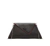Susu Black Leather Clutch Bag Unique Evening Purse Women's Handbag