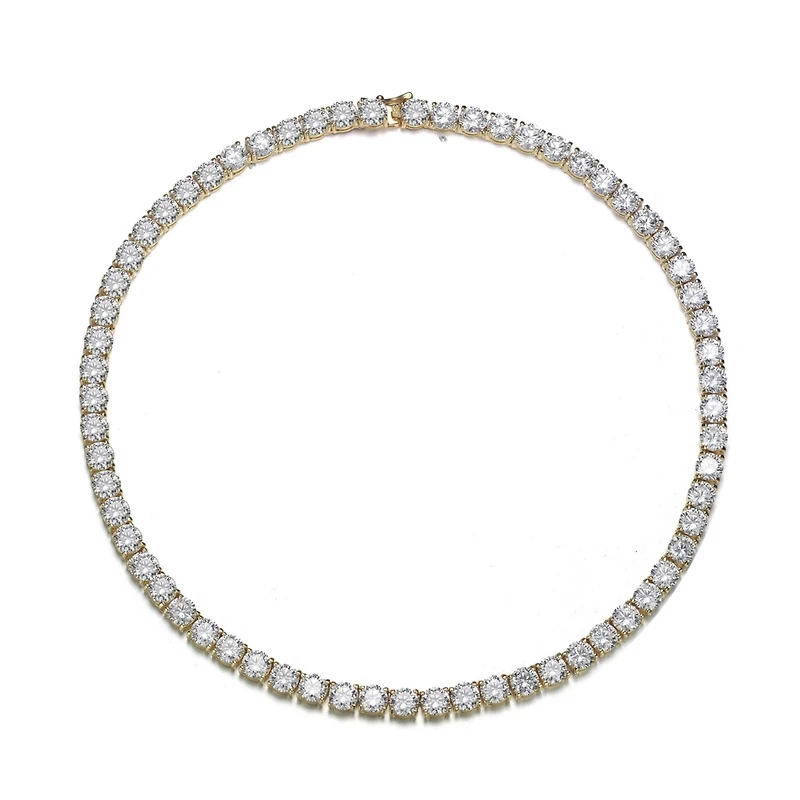 Sterling Silver with 6mm Clear Cubic Zirconia Tennis Necklace