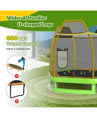 Trampoline with Ladder and Slide for Indoor and Outdoor