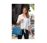 Susu Saffiano Leather Satchel Bag Blue Purse Women's Handbag