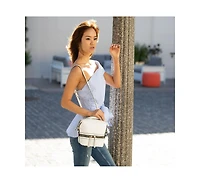Susu White Leather Backpack Purse Convertible Medium Crossbody Bag for Women with Front and Back Pockets