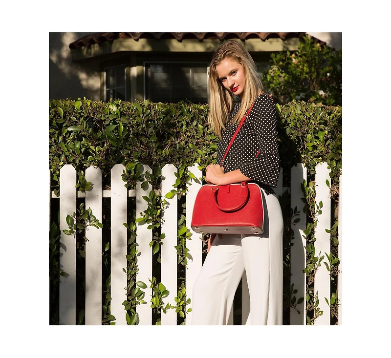 Susu Saffiano Leather Satchel Bag Red Purse Women's Handbag