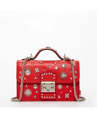 Susu Studded Small Leather Crossbody Bag Red Purse Women's Handbag