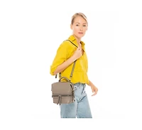 Susu Gray Leather Backpack Purse for Women Convertible Crossbody Bag Medium Size with Front and Back Pockets