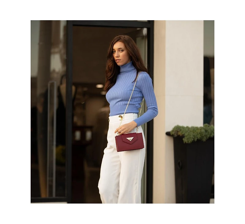 Susu Mini Crossbody Bag Small Leather Burgundy Purse Wristlet Women's Handbag