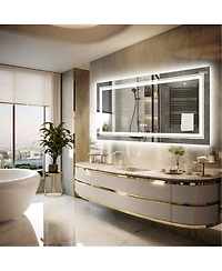 Luvodi 41.3 x 19.7 In Rectangular Led Backlit Illuminated Bathroom Mirror Wall Mounted Makeup Mirror