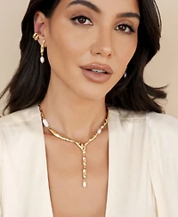 Ettika Liquid Melt and Cultivated Pearl Lariat Necklace