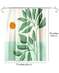 71x74 Tropical Boho Shower Curtain - 100% Polyester - Water-Resistant Bath Curtain