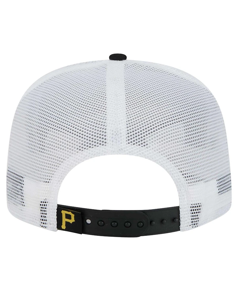 New Era Men's Black Pittsburgh Pirates 9FIFTY A-Frame Trucker Snapback Hat