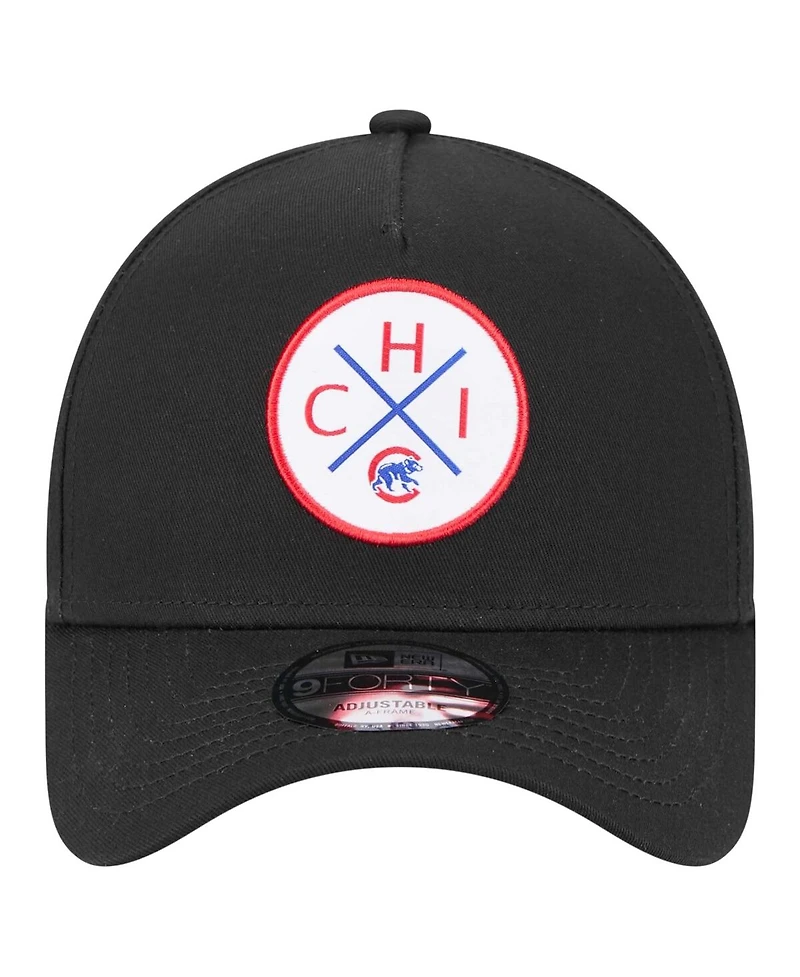 New Era Men's Black Chicago Cubs 9FORTY A-Frame Adjustable Hat
