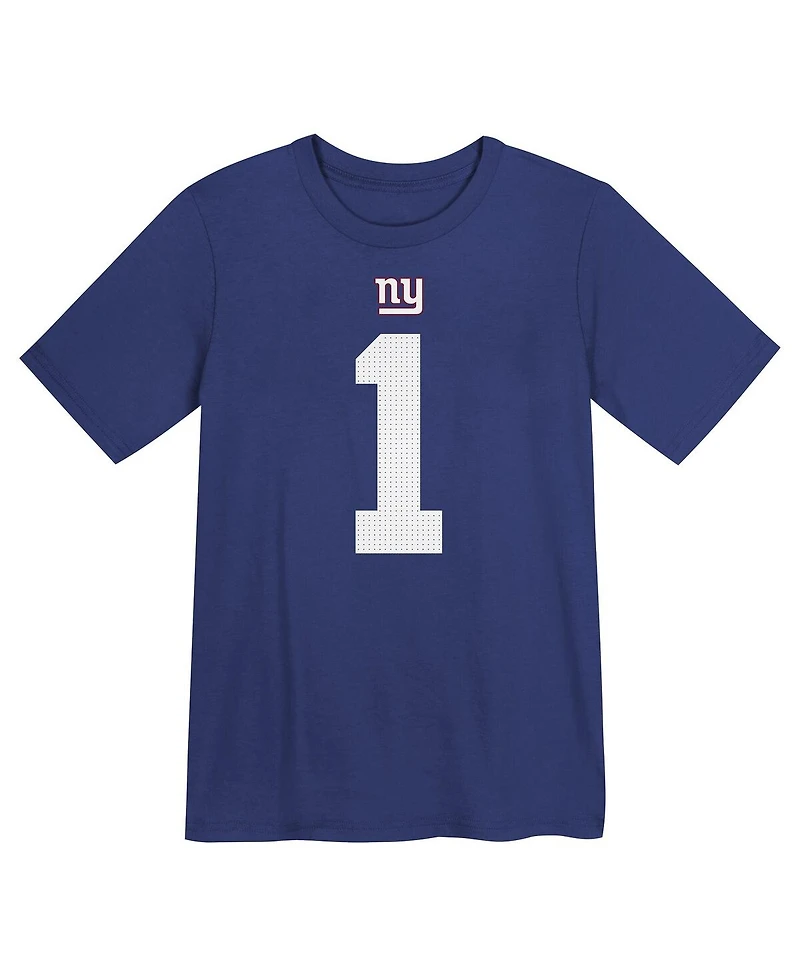 Nike Preschool Malik Nabers Royal New York Giants Name Number T-Shirt