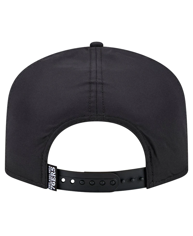 New Era Men's Black Philadelphia 76ers Vented 9FIFTY A-Frame Snapback Hat