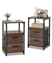 Set of 2 Bedside Tables with Removable Drawers for Bedroom Storage