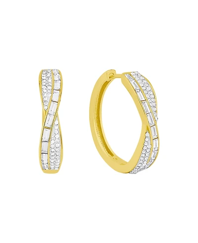 And Now This 18K Gold Plated Crystal Hoop Earrings