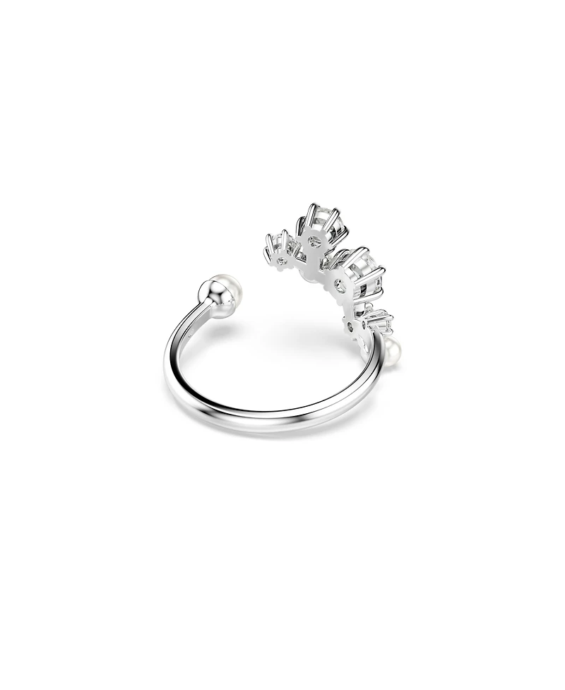 Swarovski Crystal Cultivated Pearl Round Cuts Statement Ring