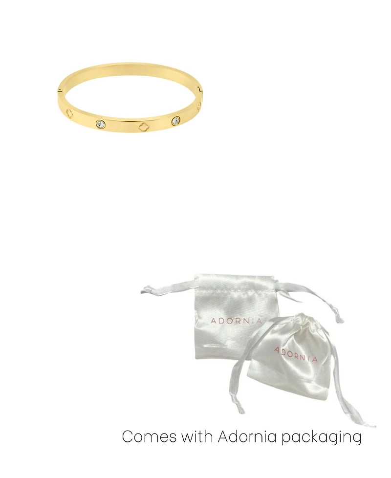 Adornia Tarnish Resistant Cubic Zirconia and Clover Bangle Bracelet