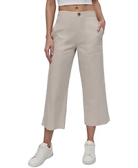 Dkny Jeans Women's Cropped Wide-Leg Linen Pants