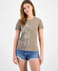 Lucky Brand Women's Embroidered Floral Classic Crewneck T-Shirt
