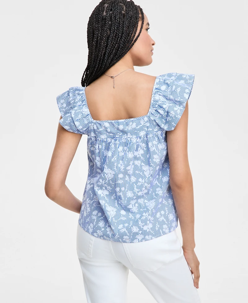 Liverpool Los Angeles Women's Cotton Square-Neck Blouse