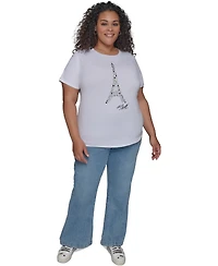 Karl Lagerfeld Paris Plus Embellished Eiffel Tower T-Shirt